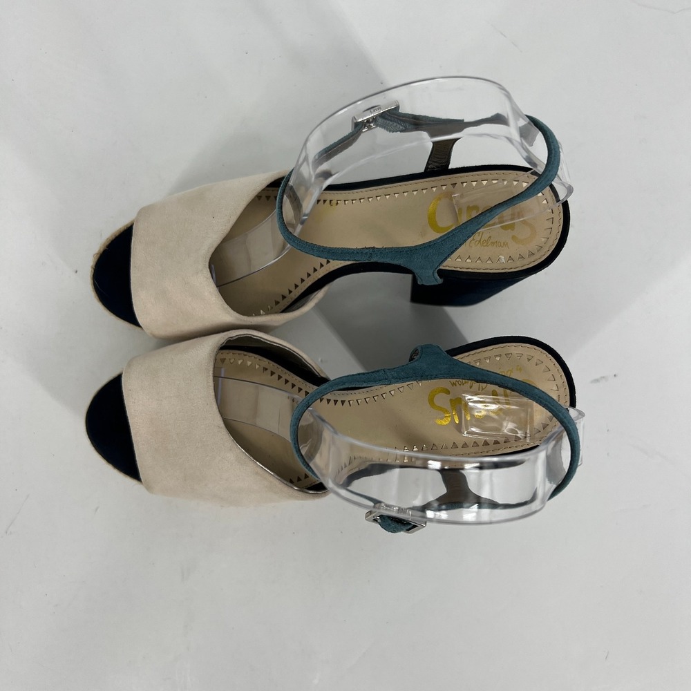 Circus by Sam Edelman Nakita Block Heel Platform Sandals Womens 8 M Blue Cream - Picture 3 of 10
